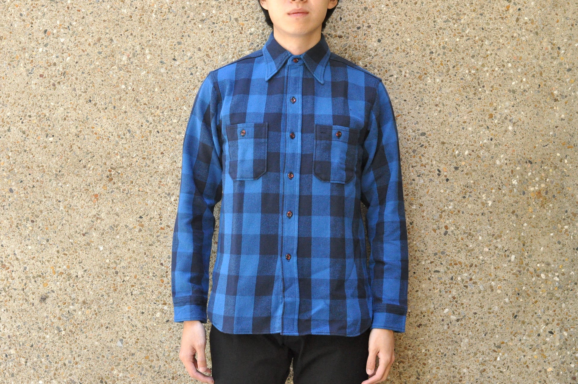 Warehouse 11oz Type A Selvage Flannel Workshirt (Wavy Blue)