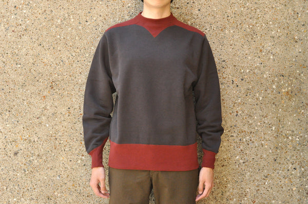 Freewheelers Special Heavy Weight Athletic Sweat Shirt (Jet Black X Dark  Crimson)