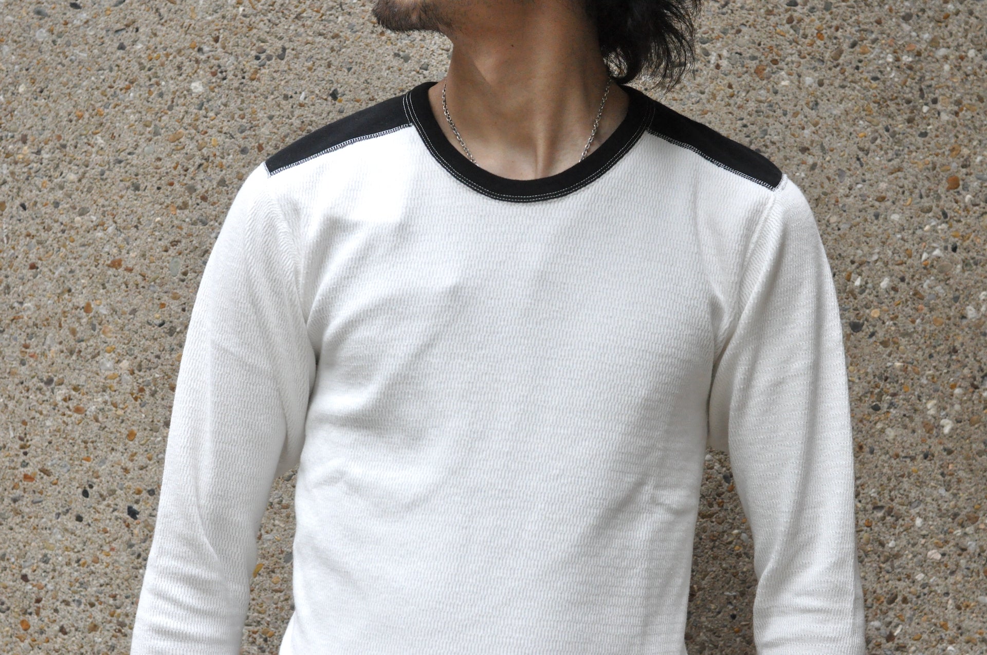 The Flat Head "Panneled" L/S Thermal Shirt (White X Black)
