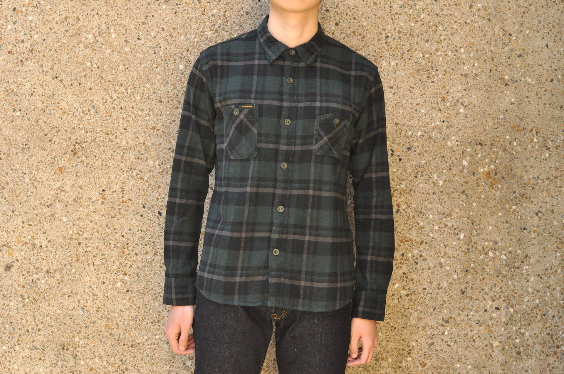 The Strike Gold 11oz Tartan Check Flannel Early Workshirt (Dark Green X Navy)