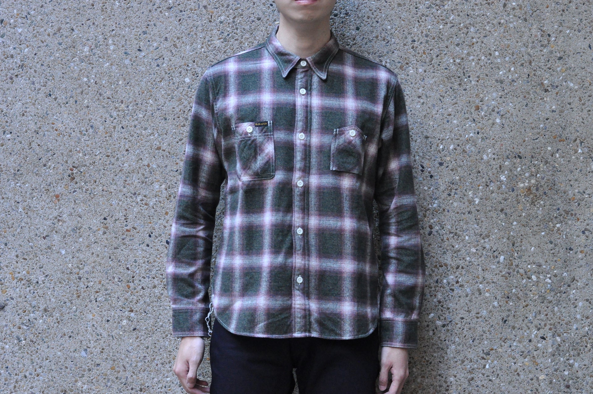 The Strike Gold 10oz Ombre Check Flannel Early Workshirt (Red X Moss Green)
