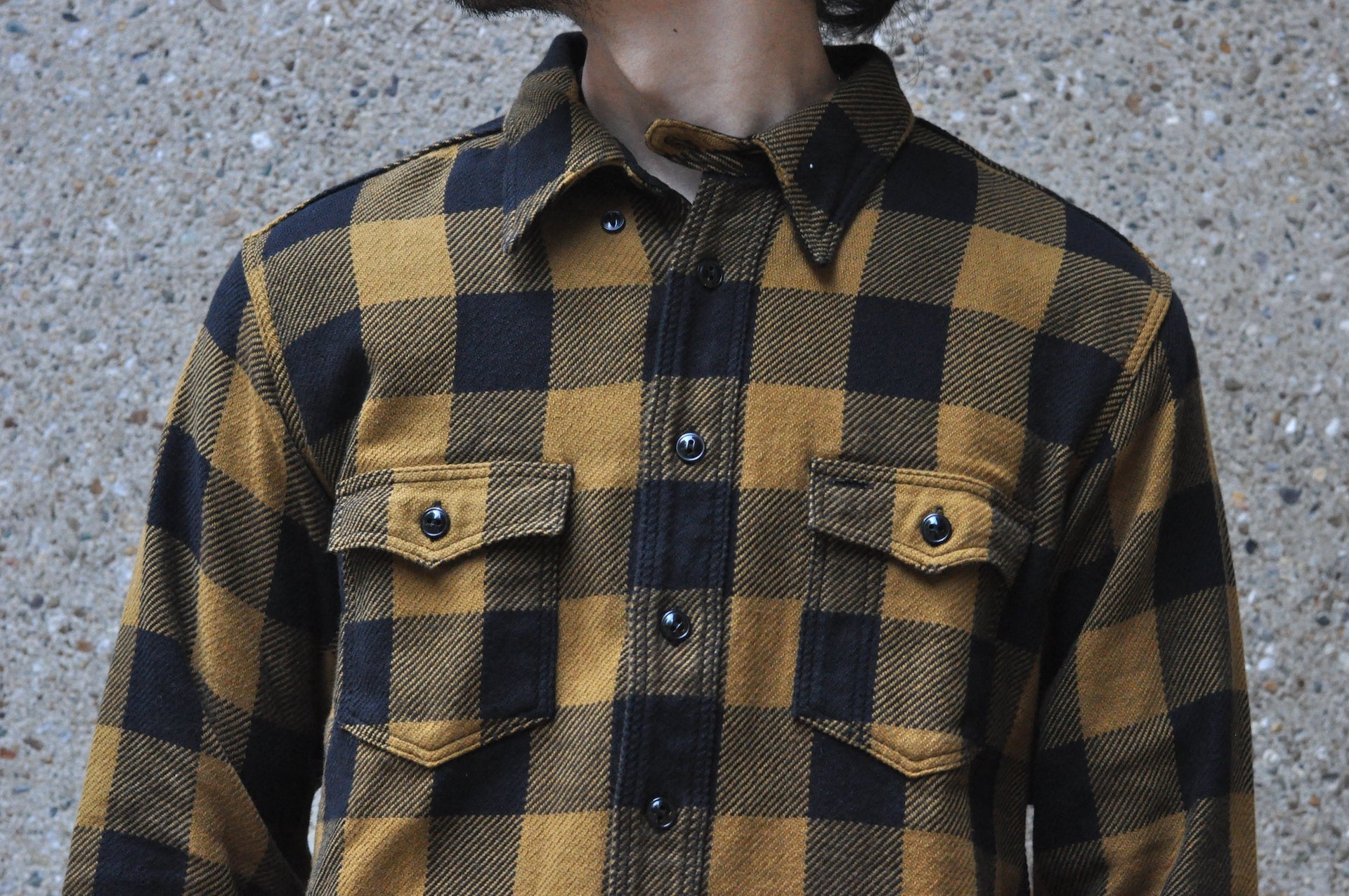 Stevenson Overall Co. 'Pathfinder' Heavyweight Selvage Flannel Early Workshirt (Yellow Ocher Plaid)