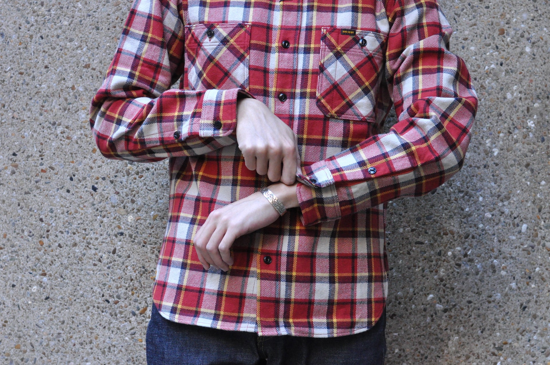 Iron Heart Ultra-Heavy Flannel Classic Check Work Shirt (Raspberry)