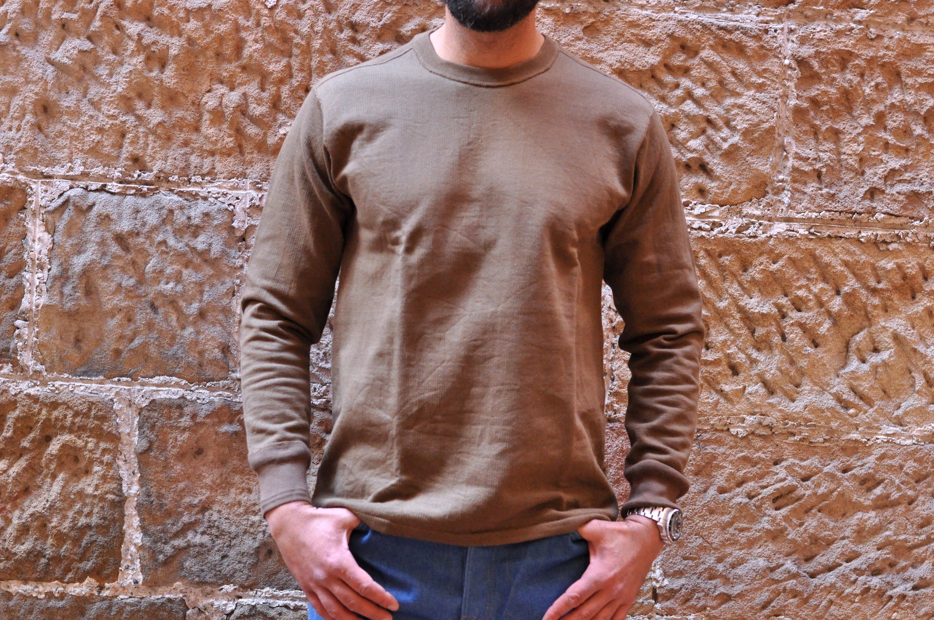 Stevenson Overall Co. Heavyweight Thermal Sweatshirt (Brown)