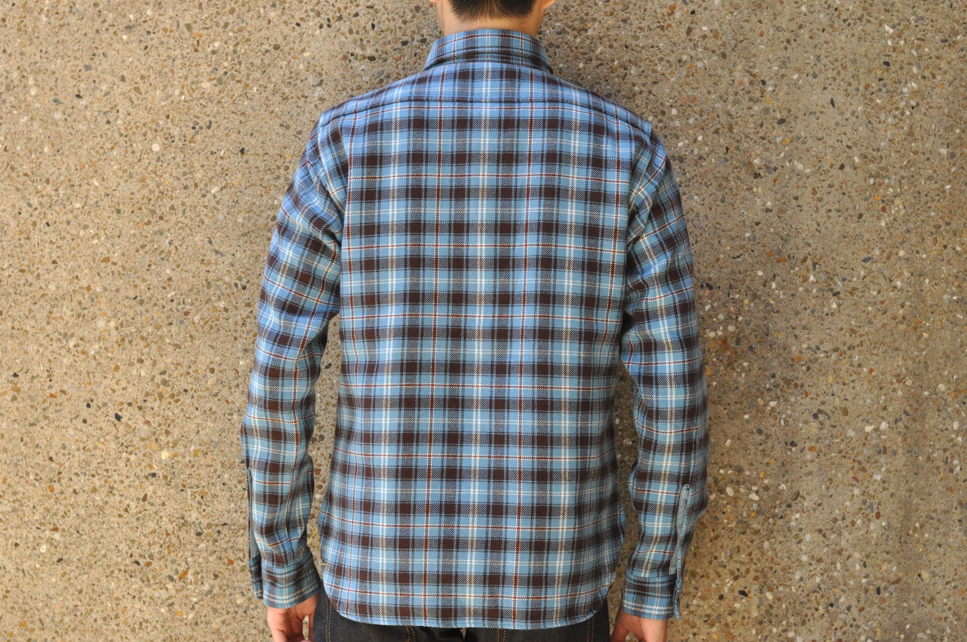 Iron Heart Ultra-Heavy Flannel Blanket Check Work Shirt (Opal Blue)