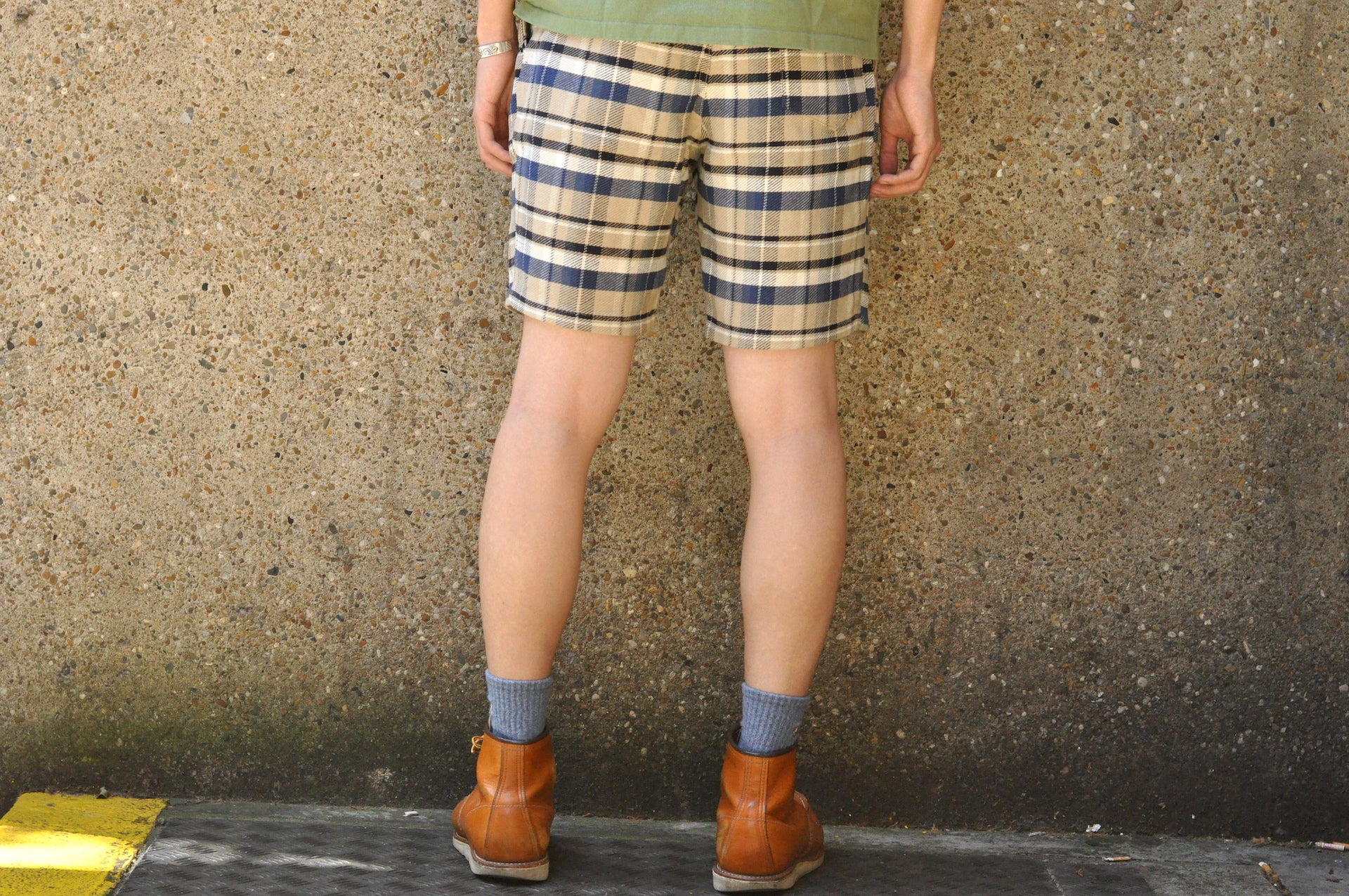 Japan Blue Medium Weight Tartan Flannel Shorts (Sandy Beach)