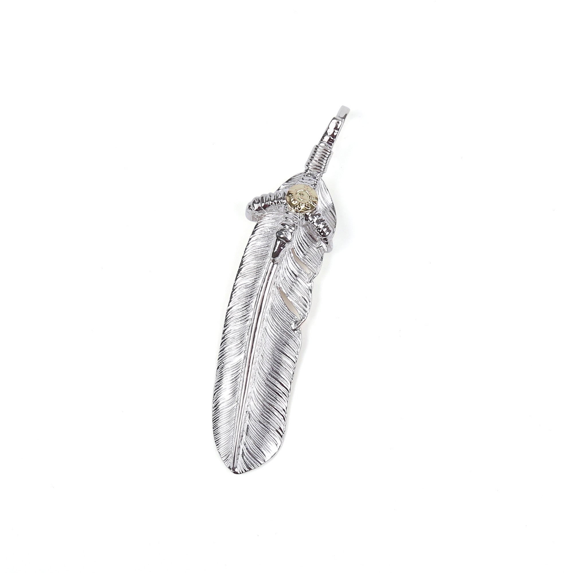 First Arrow's Large Eagle Claw Feather Pendant with 18K Gold Emblem(P-568)