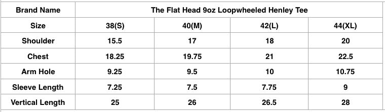 The Flat Head 9oz Loopwheeled Henley Tee (Black)