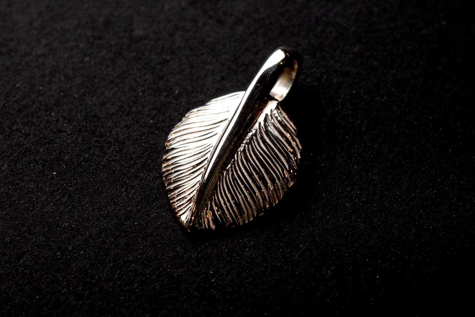First Arrow's Silver Medium Size "Heart Feather" Pendant (P-523)