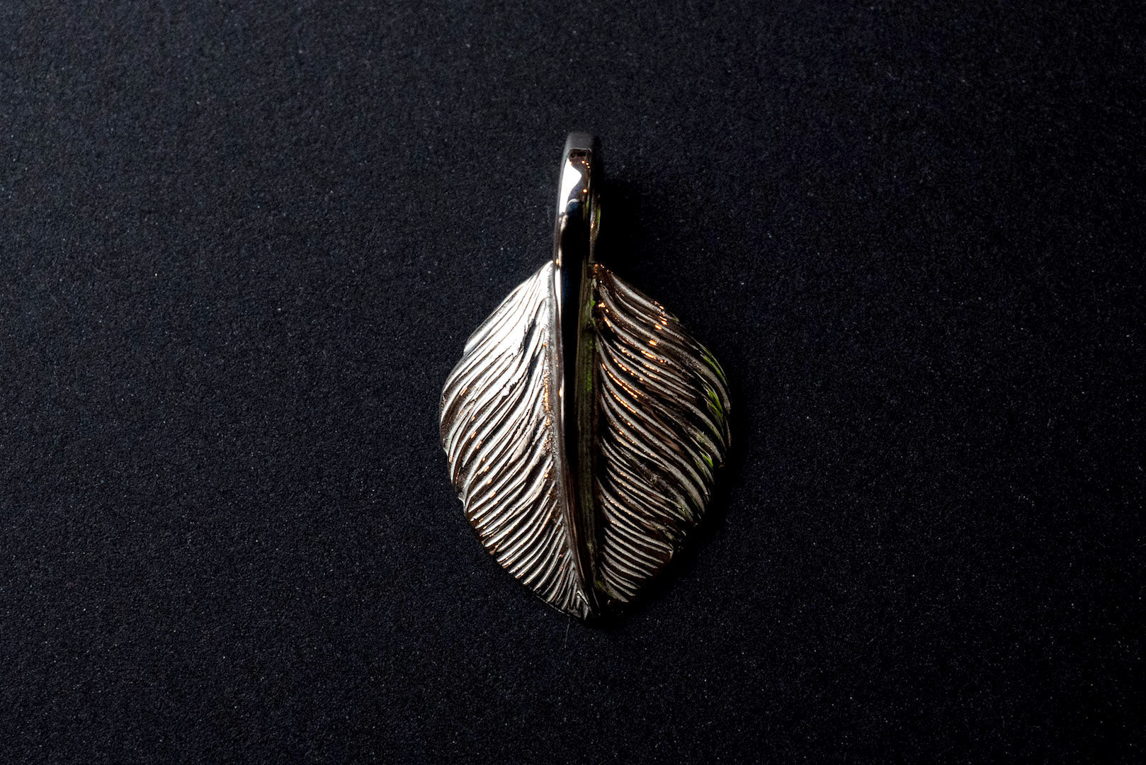 First Arrow's Silver Large Size "Heart Feather" Pendant (P-266)