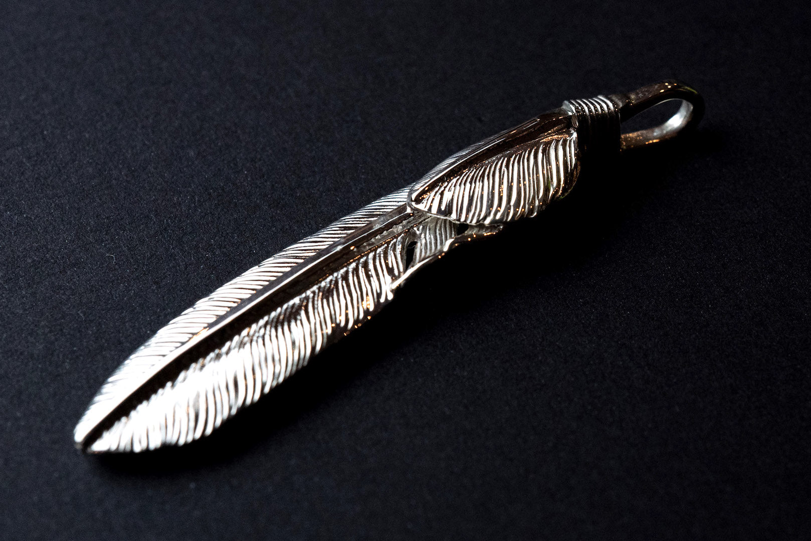 First Arrow's Silver Medium Feather With "Heart Feather" Pendant (P-515)