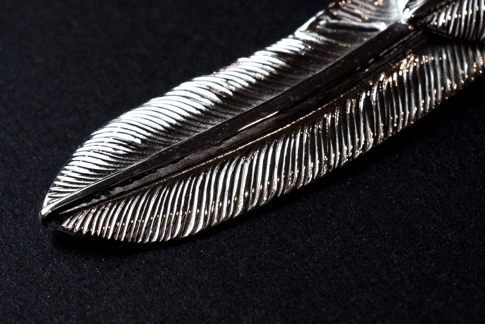 First Arrow's Silver Medium Feather With "Heart Feather" Pendant (P-515)