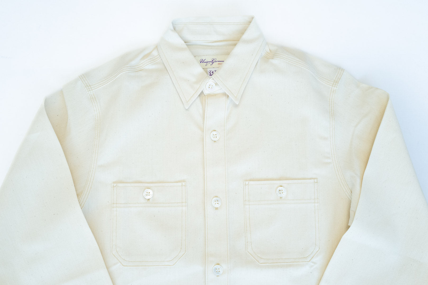 Unique Garment 9oz 'Stanley' Selvage Chambray Work Shirt (Cream)