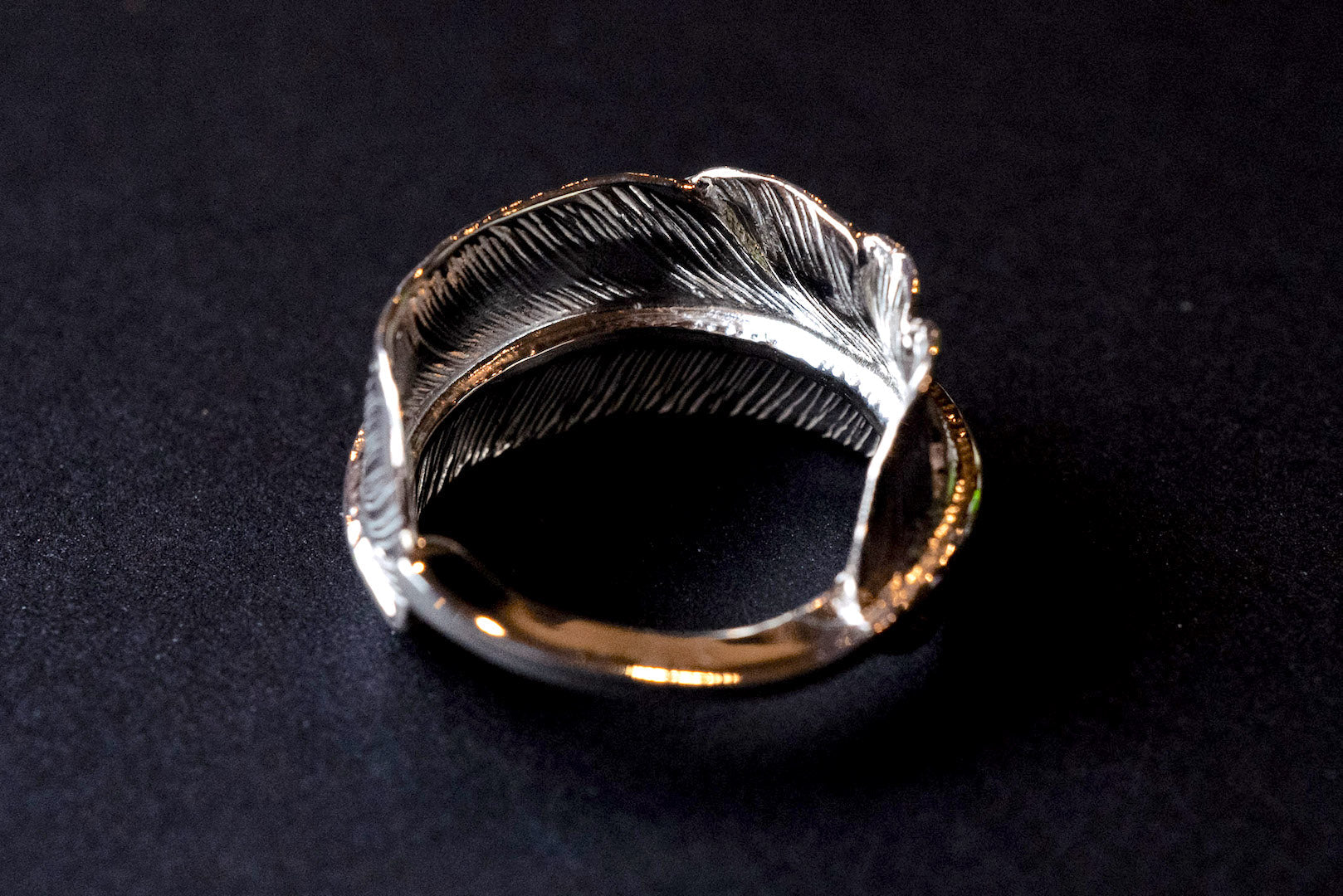 First Arrow's Large Feather & 18K Gold Sunburst  Ring  (R-071)