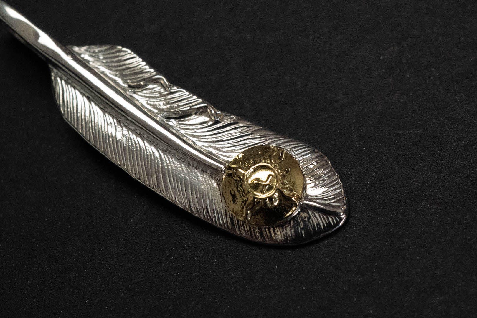 First Arrow's "Sunburst Small Feather" Silver Pendant (P-005)