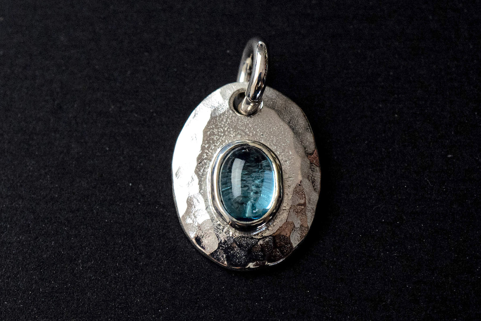 Legend Size Small "Plate" Pendant With Blue Topaz (P-1-BT)