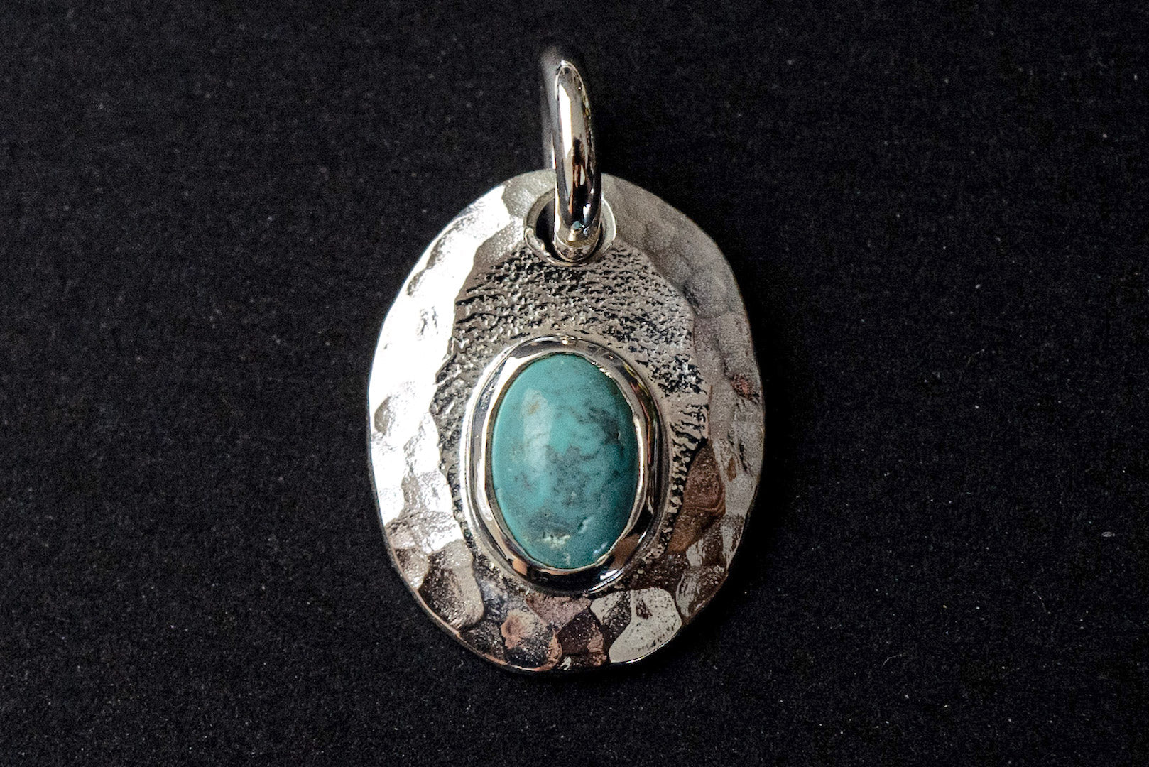 Legend Size Small "Plate" Pendant With Turquoise (P-1-TQ)