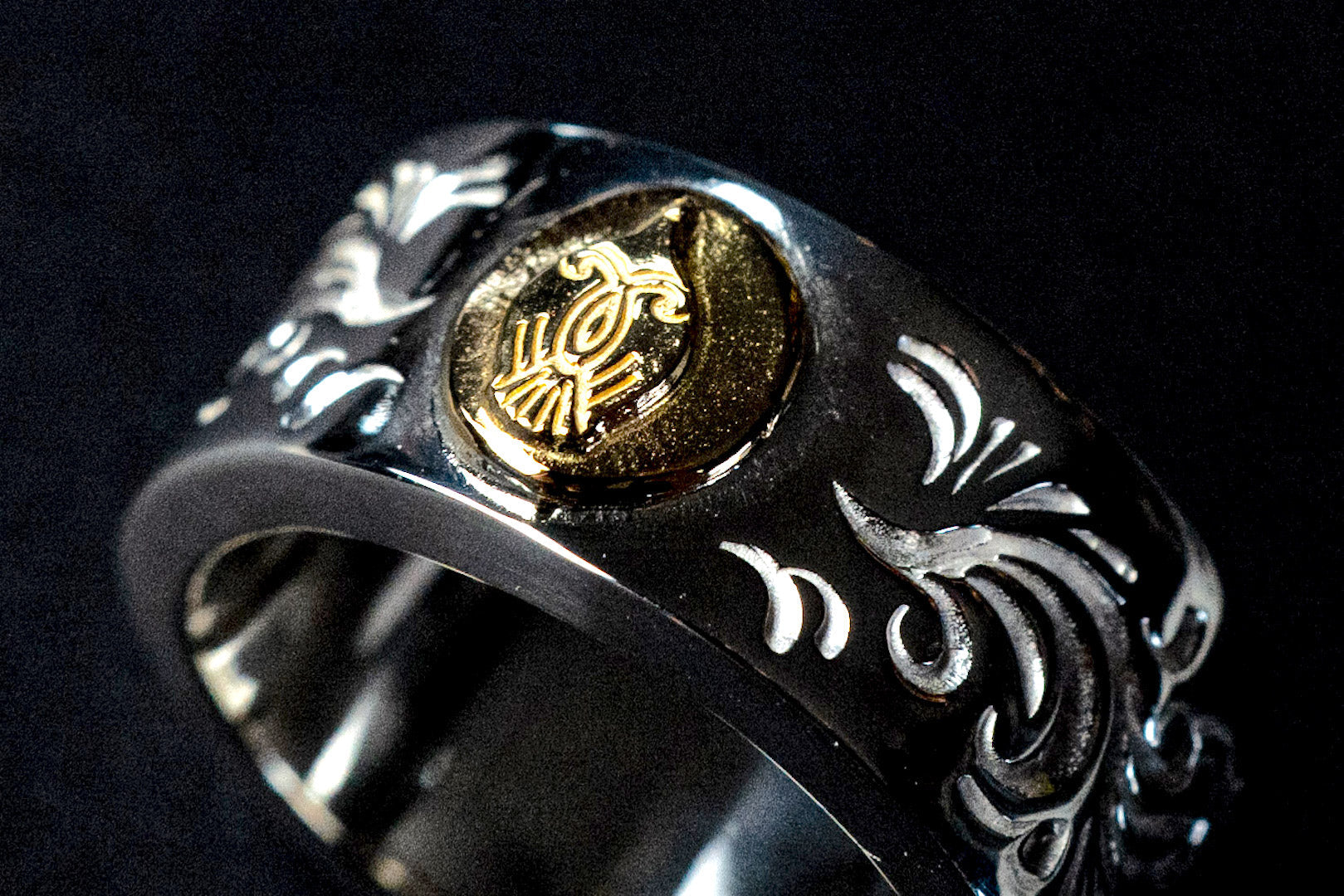 Legend 10MM "Phoenix" Bangled Ring With 22K Gold Emblem (R-3)