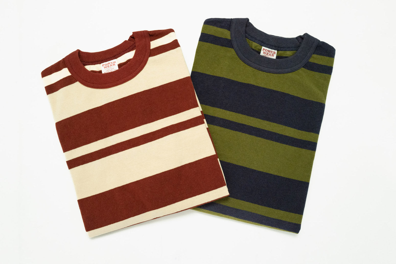 Freewheelers 6.2oz "Random Striped" S/S Loopwheeled Tee (Crimson x Cream)