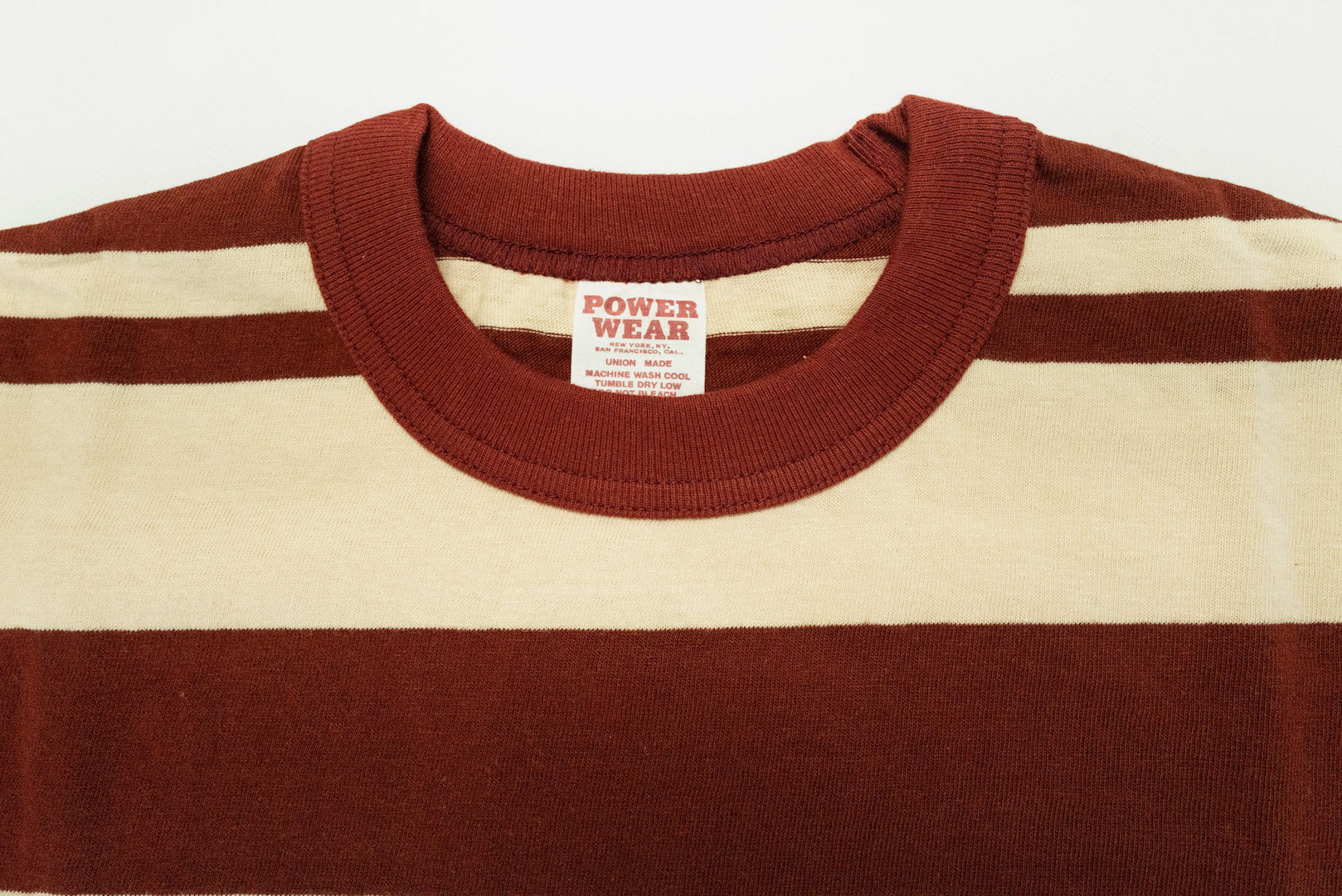 Freewheelers 6.2oz "Random Striped" S/S Loopwheeled Tee (Crimson x Cream)