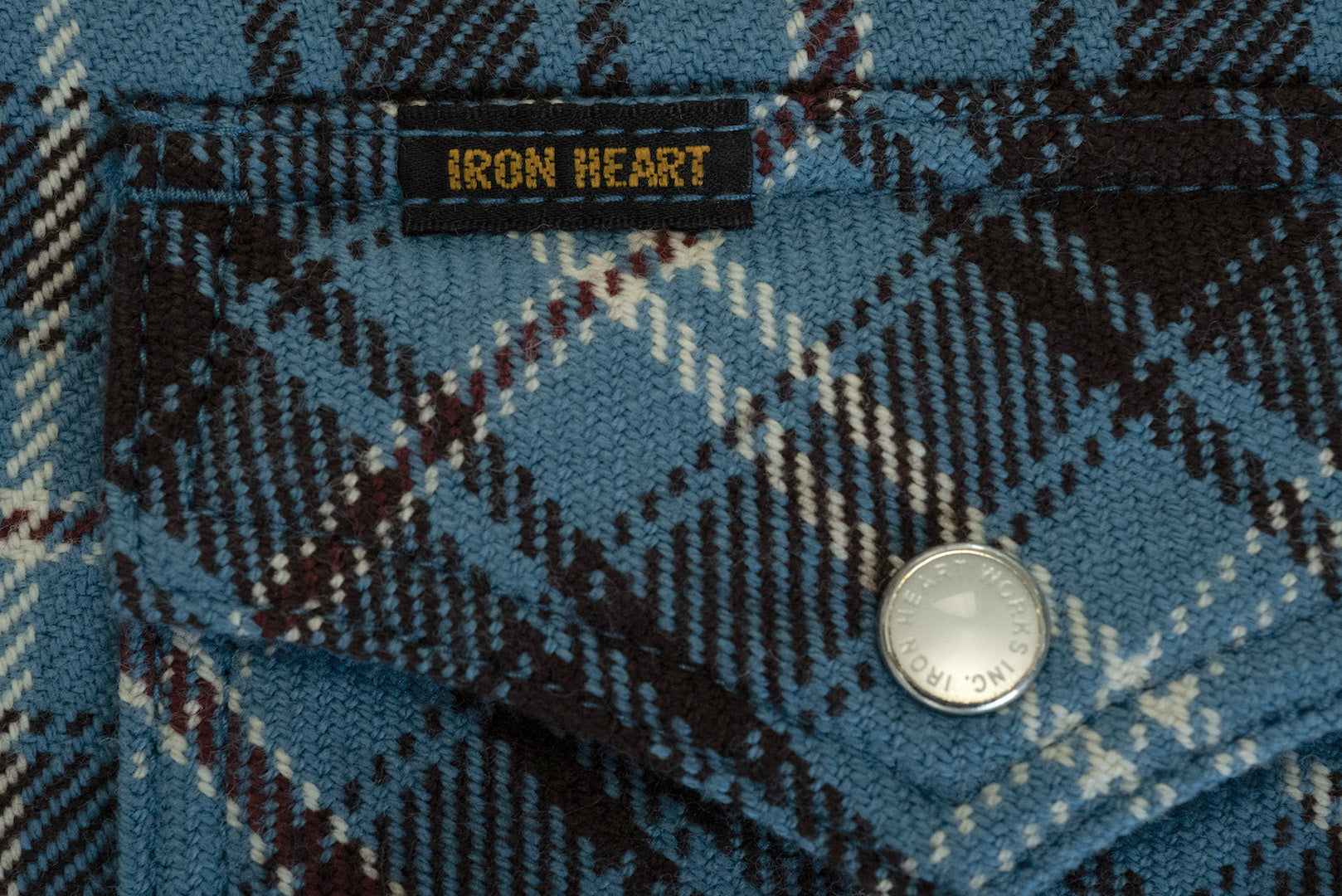 Iron Heart Ultra-Heavy Flannel Blanket Check Western Shirt (Opal Blue)