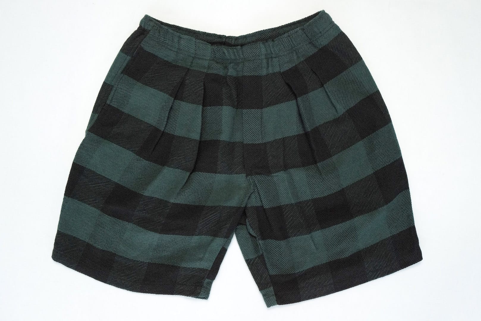 Japan Blue Medium Weight Tartan Flannel Shorts (Forest Green)