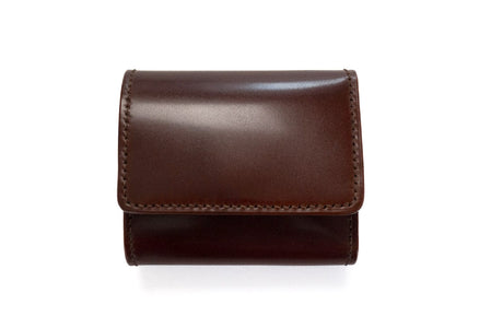 The Flat Head Cordovan Oily Leather Full Zip Wallet Brown