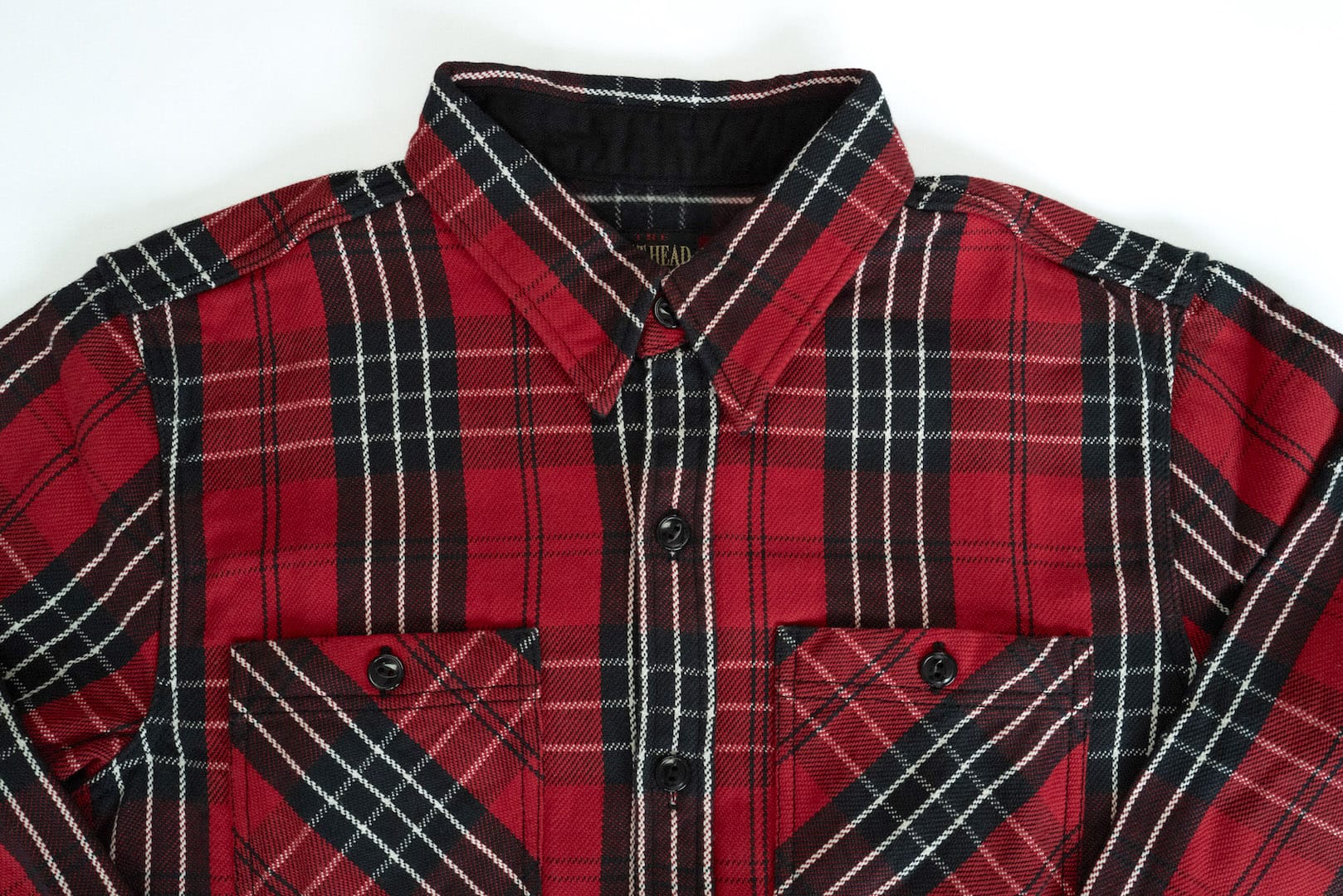 The Flat Head 11oz Selvage Flannel Workshirt (Black X Red)
