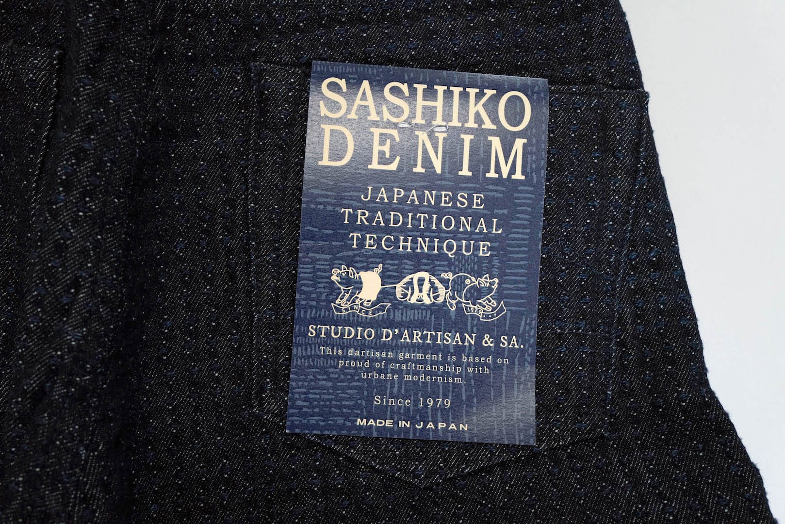Studio D'Artisan 15oz Indigo Dyed Sashiko Denim (Slim Tapered Fit)