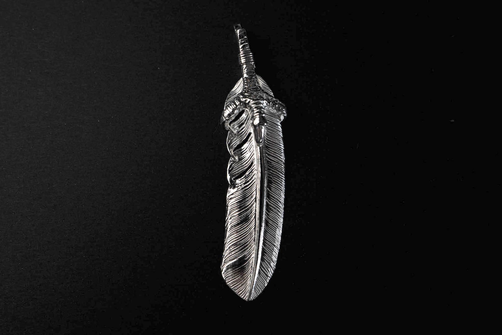 First Arrow's Large Eagle Claw Feather Silver Pendant (P-567)