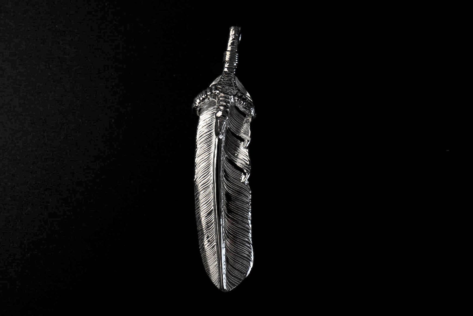 First Arrow's Large Eagle Claw Feather Silver Pendant (P-567)