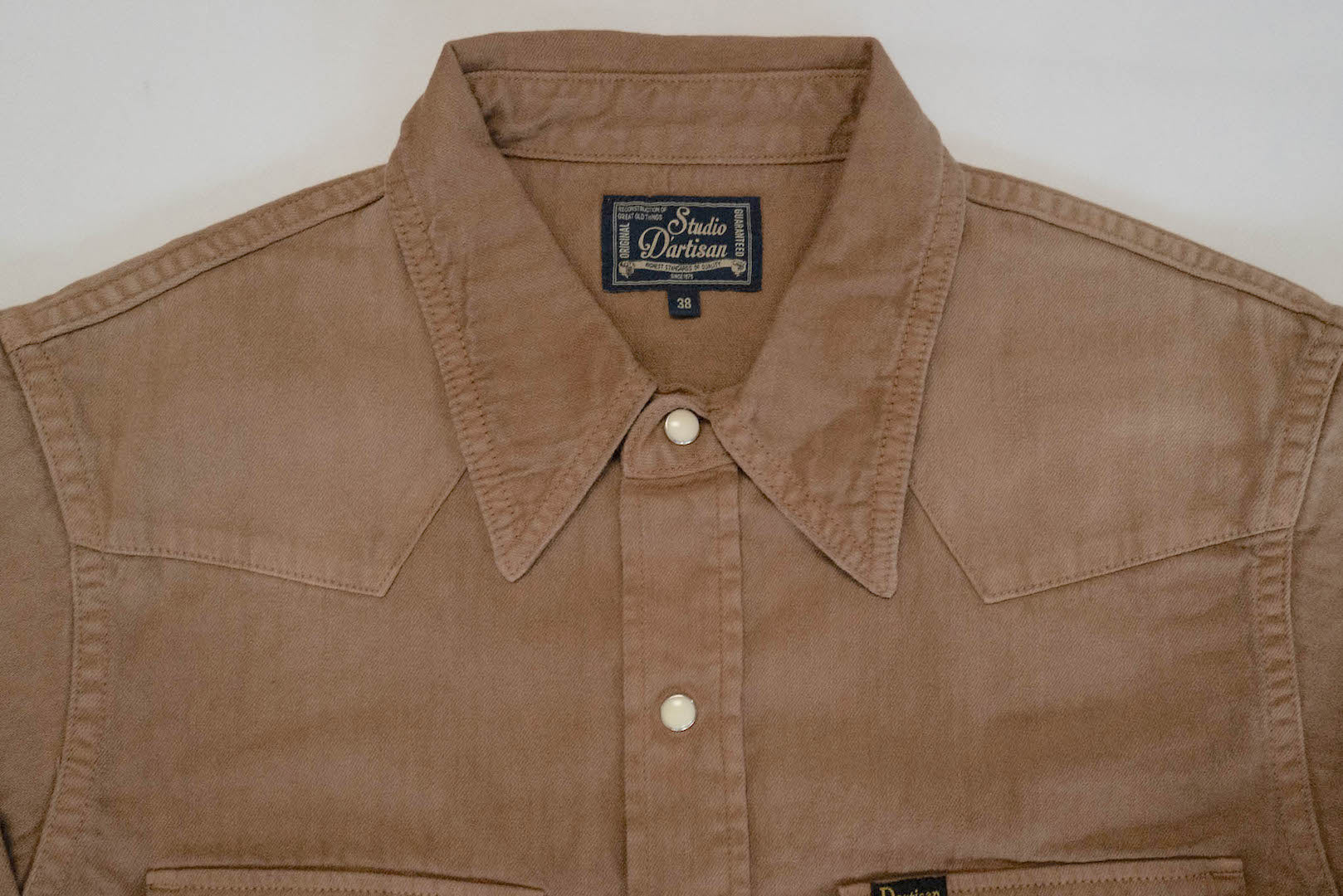 Studio D'Artisan 8oz 'Kusaki Zome' Denim Western Shirt (Khaki)