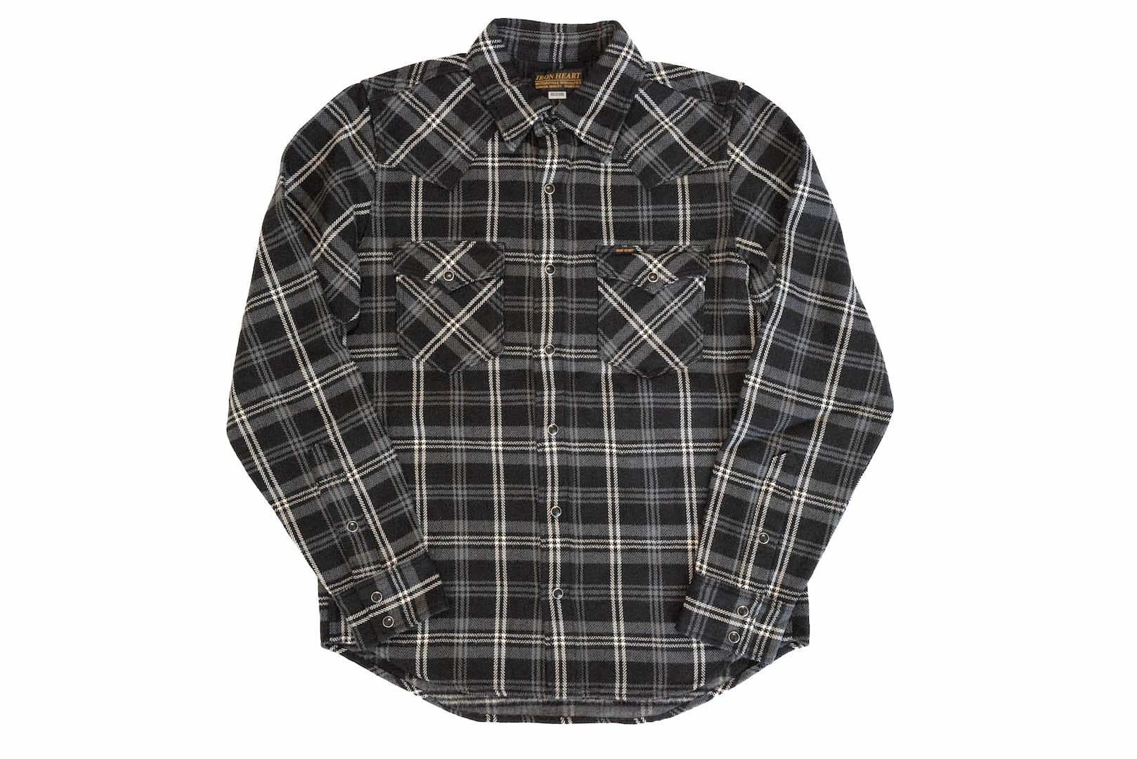 Iron Heart Ultra-Heavy Flannel HBT Check Western Shirt (Black X Grey)