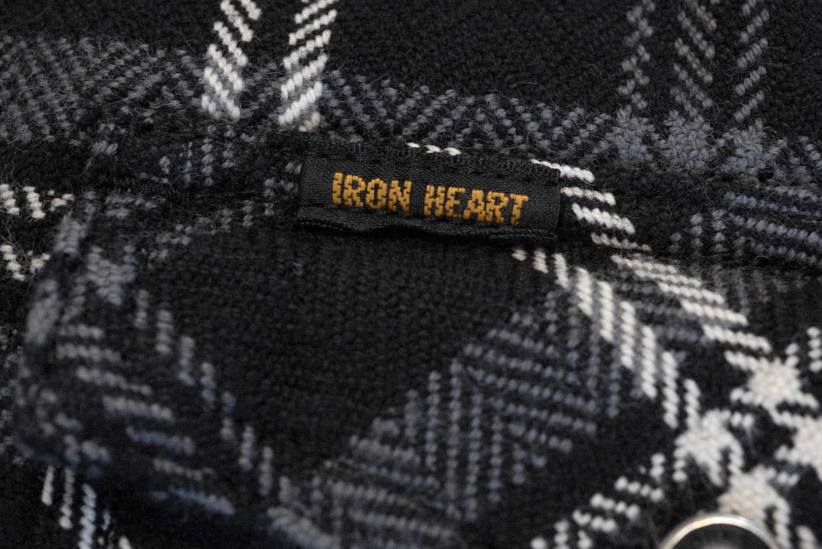 Iron Heart Ultra-Heavy Flannel HBT Check Western Shirt (Black X Grey)