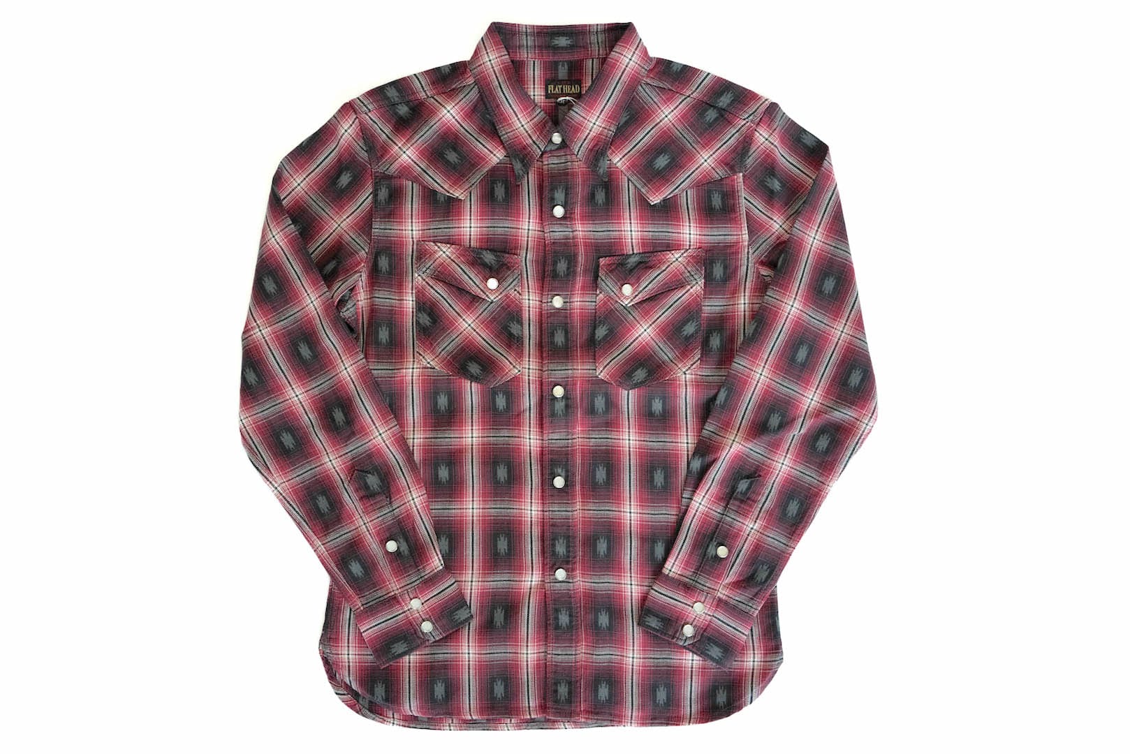 The Flat Head 9oz Native Ombre Check Western Shirt Red