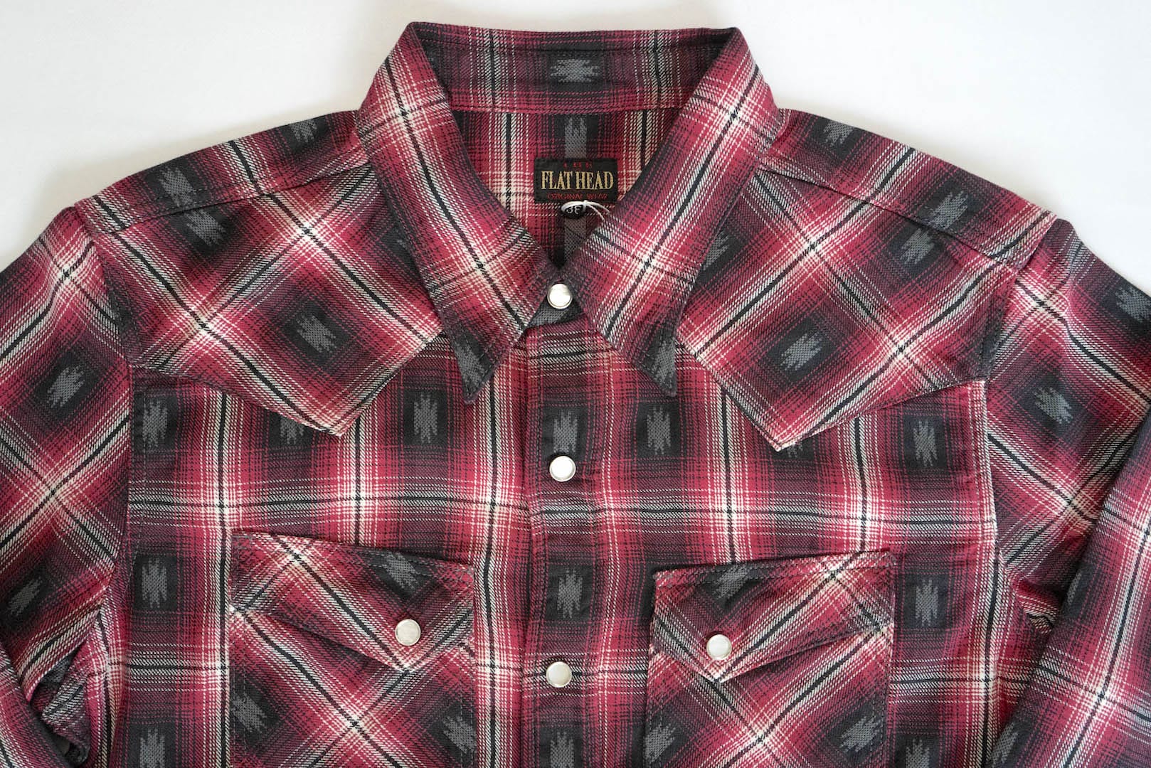 The Flat Head 9oz Native Ombre Check Western Shirt (Red)