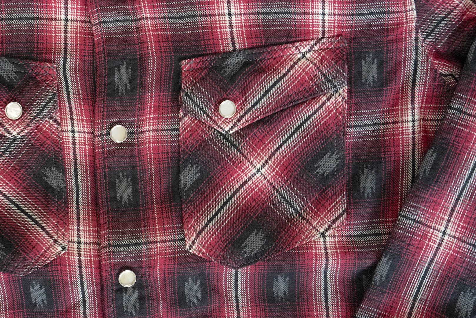 The Flat Head 9oz Native Ombre Check Western Shirt (Red)