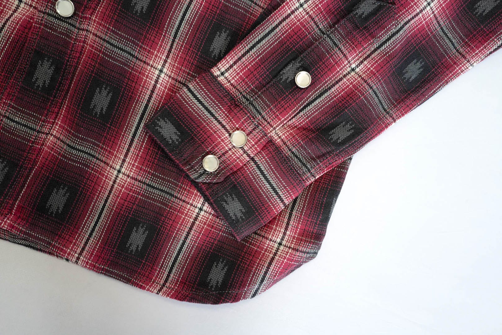 The Flat Head 9oz Native Ombre Check Western Shirt Red