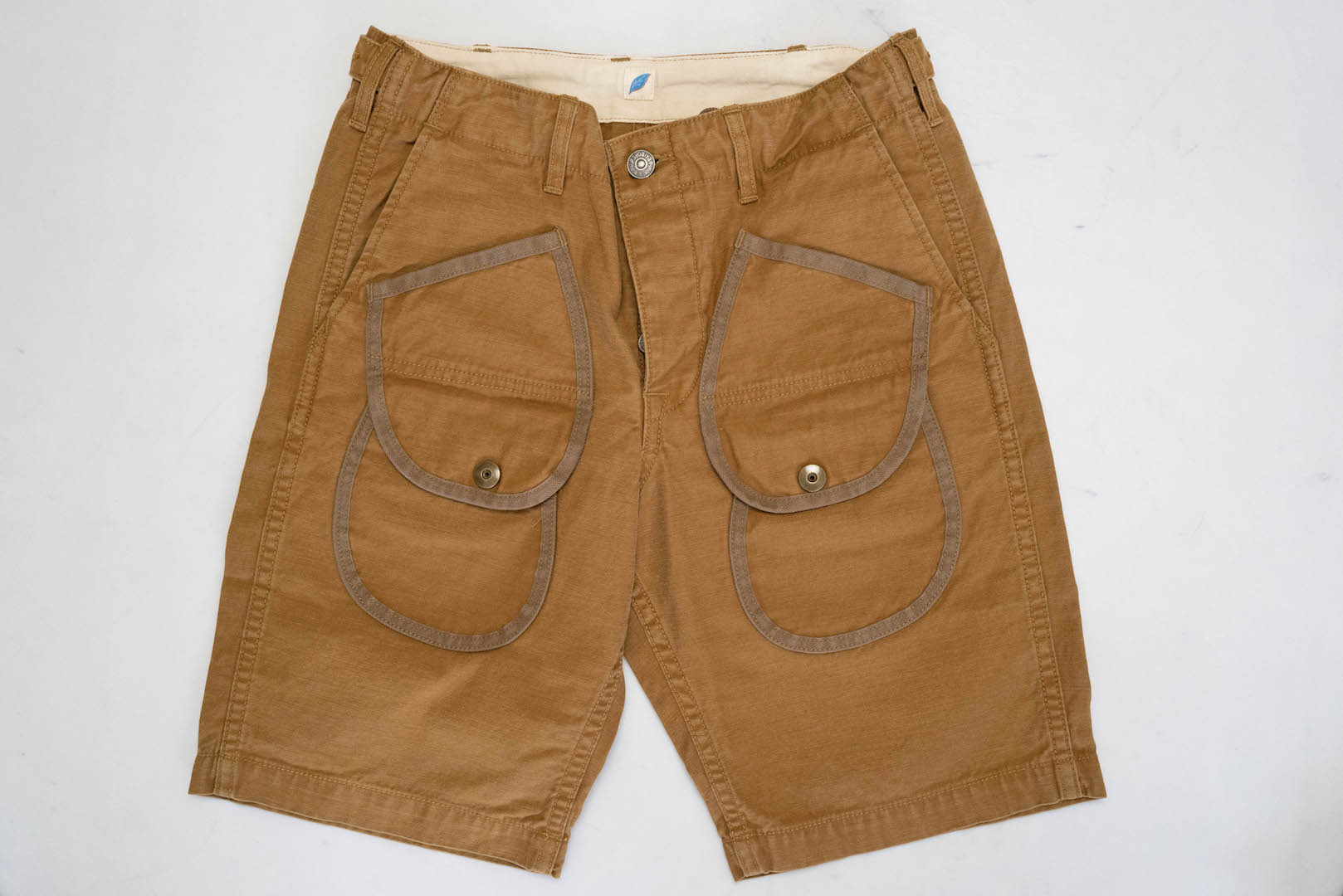 Pure Blue Japan 12oz Cotton Sateen Field Shorts (Camel)