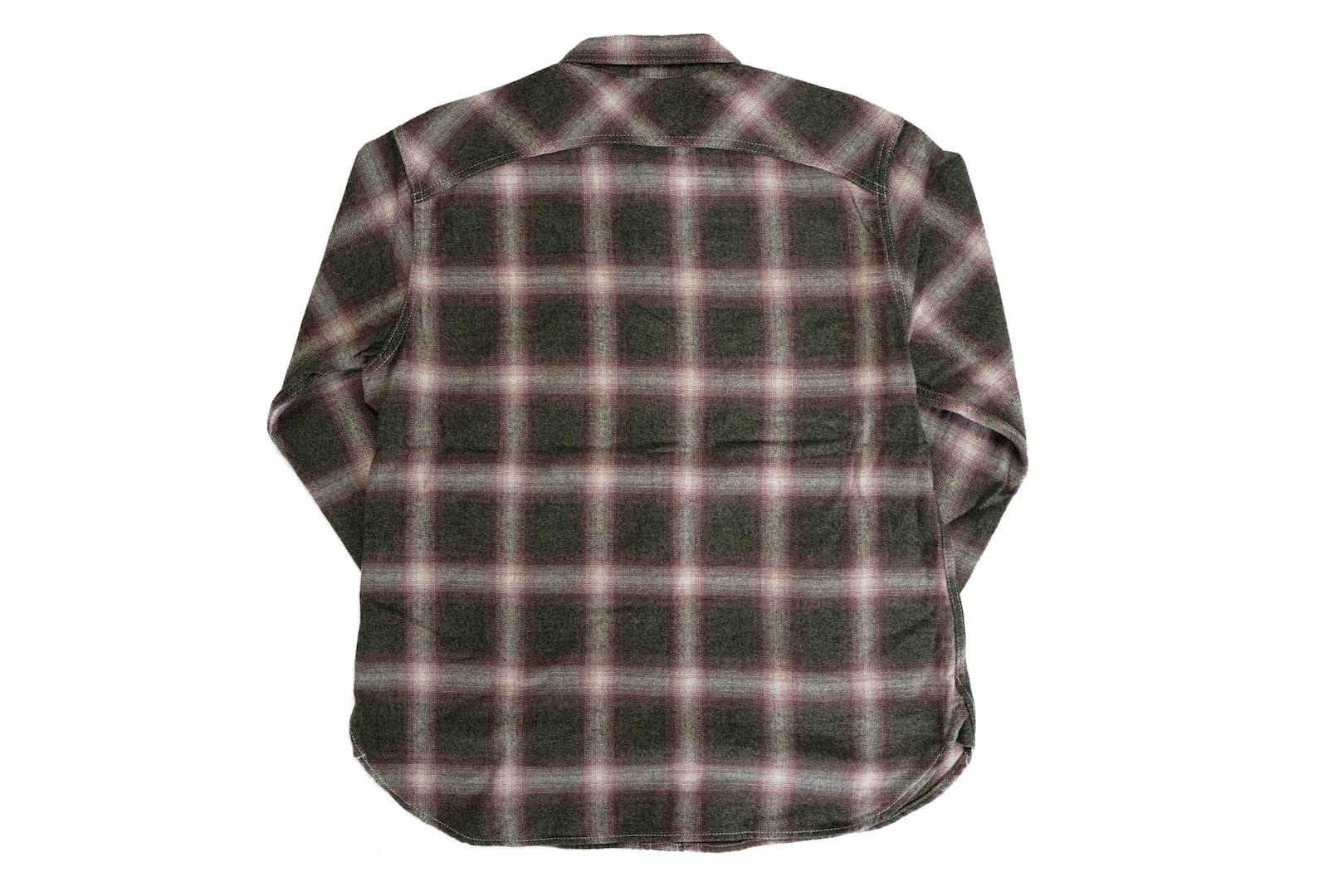 The Strike Gold 10oz Ombre Check Flannel Early Workshirt (Red X Moss Green)