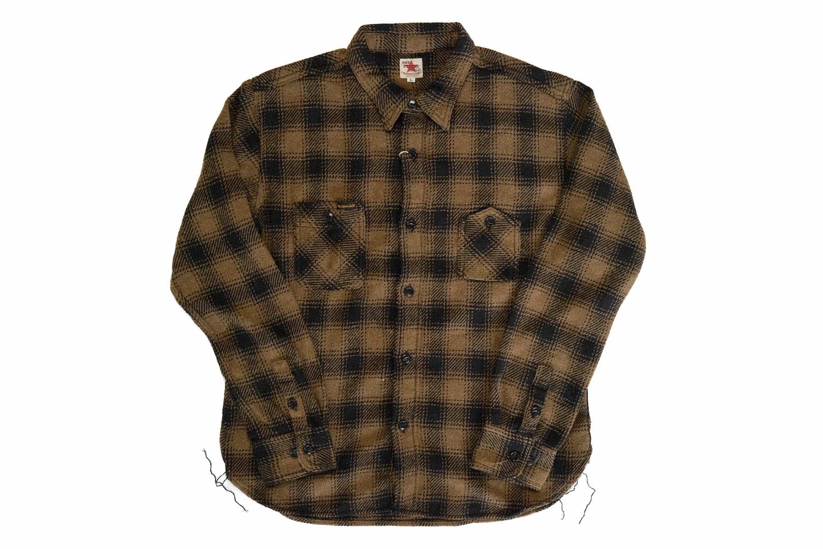 The Strike Gold 12oz Buffalo Check Flannel Early Workshirt (Black x Mustard Brown)