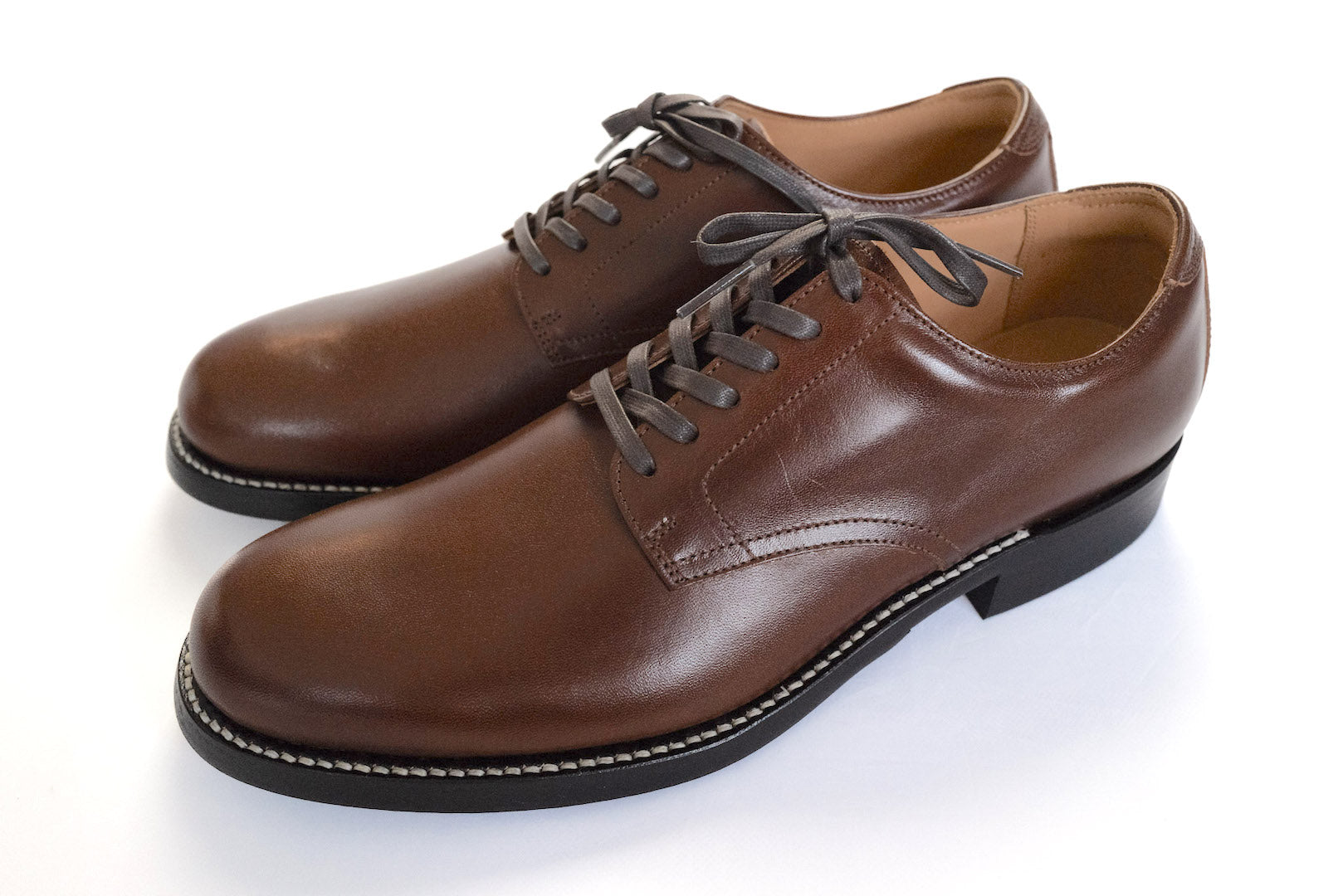 The Flat Head Horsehide Serviceman Shoes (Brown Tea-core)