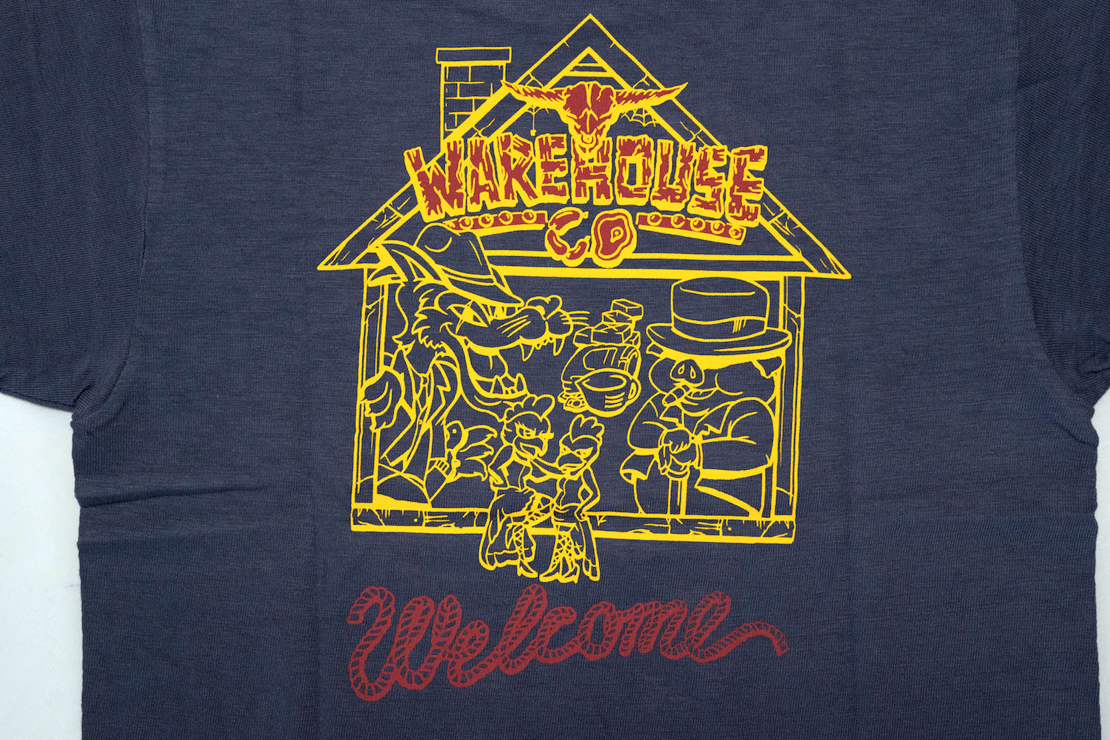 Warehouse X CORLECTION 5.5oz 'Traphouse' "Bamboo Textured" Tee (Navy)