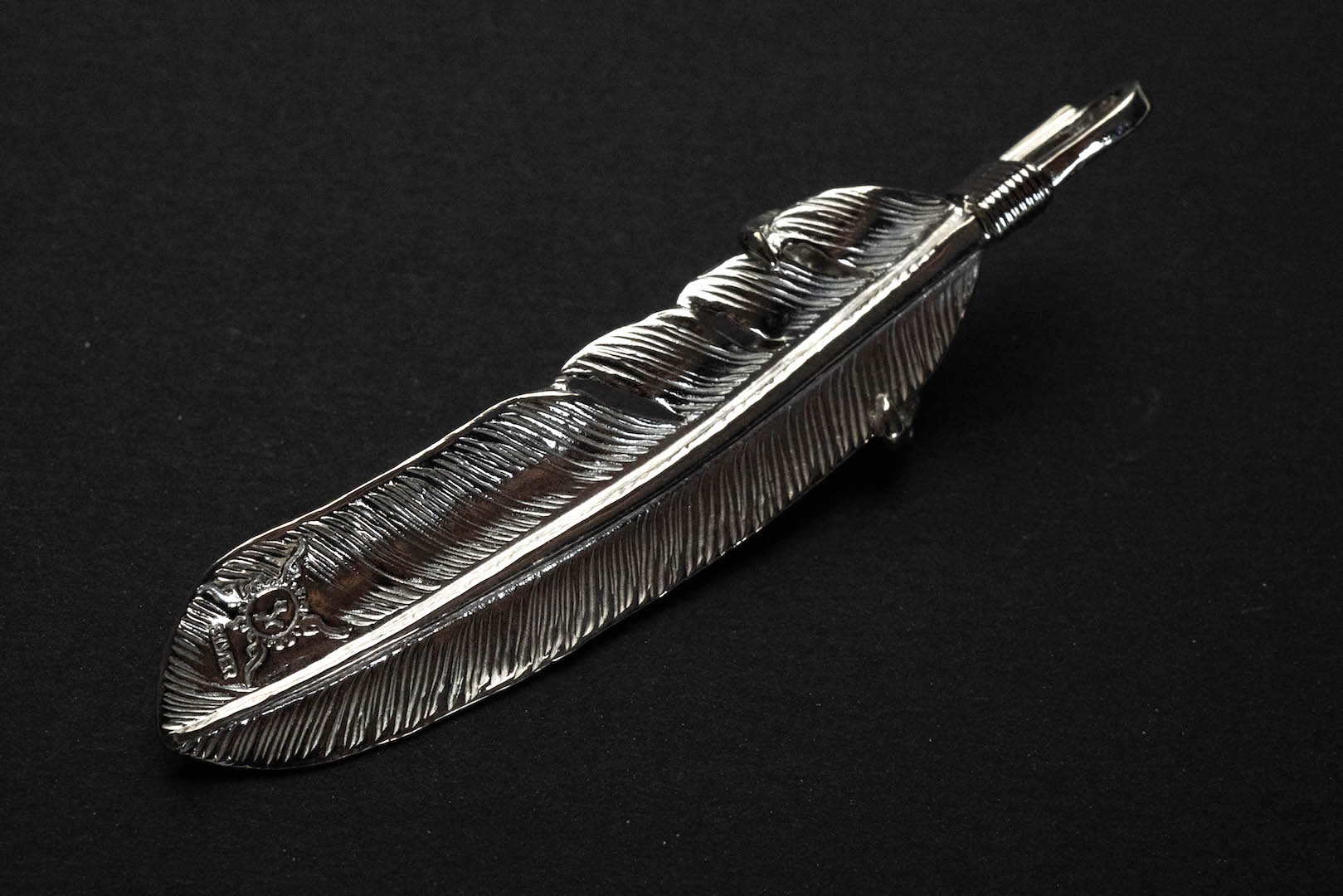 First Arrow's Large Eagle Claw Feather Pendant with 18K Gold Sunburst Special Edition (P-567C)