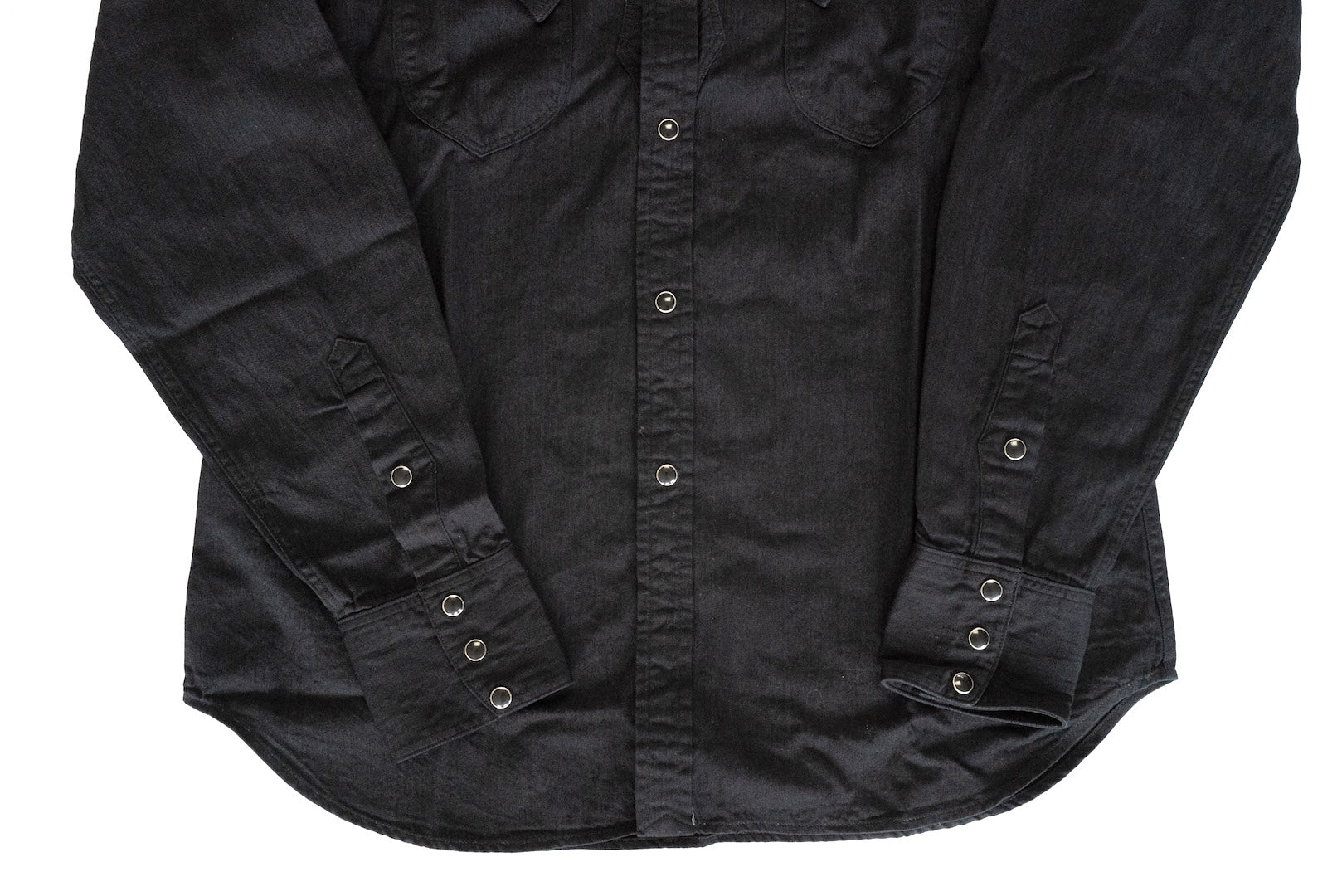 Stevenson Overall Co. 'Cody' 6.5oz Denim Western Shirt (Black)
