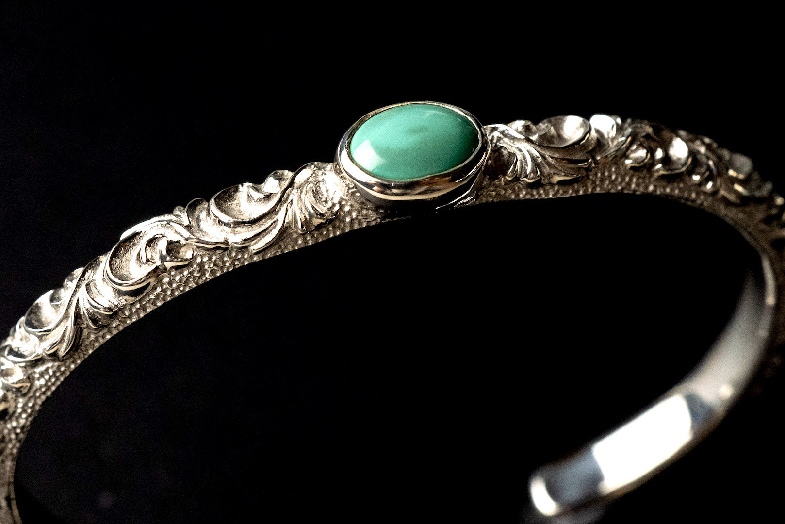 Legend 6mm "Ivy"  Silver Bangle With Turquoise (B-83-TQ)