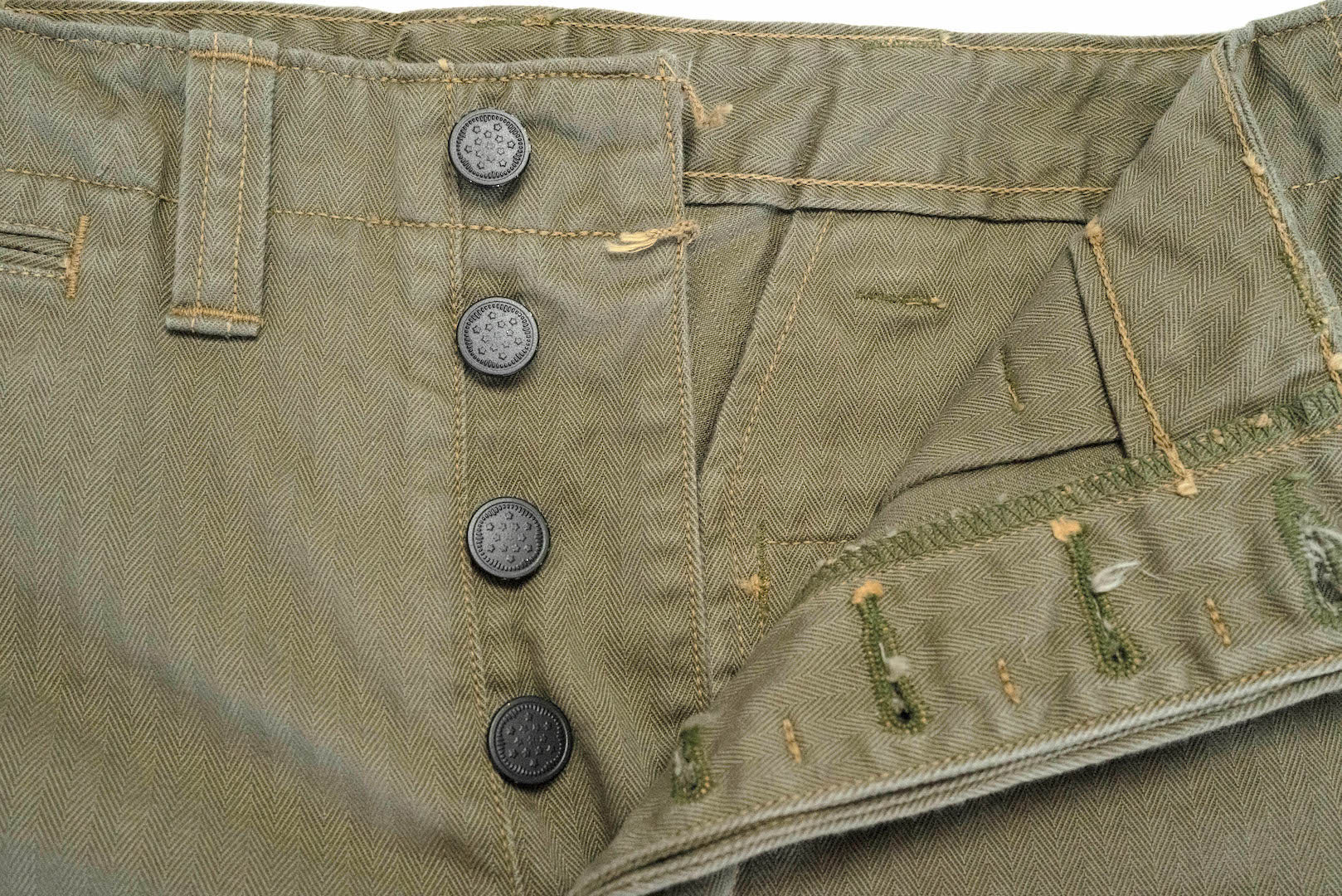 Freewheelers M-1942 HBT Cut-Length Trousers (Olive)