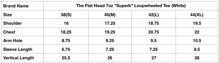 The Flat Head 7oz "Superb" Loopwheeled Tee (White)