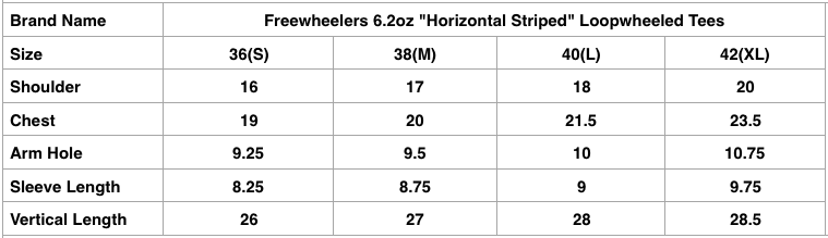 Freewheelers 6.2oz "Horizontal Striped" Loopwheeled Tees (Black X Cream)