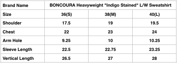 BONCOURA Heavyweight "Indigo Stained" Loopwheeled Sweatshirt (Dark Navy)